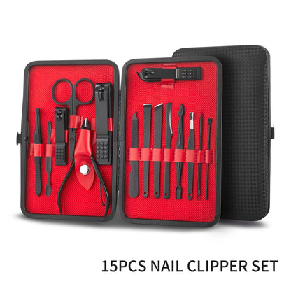 7/15/20Pcs Manicure Set Stainless Steel Professional Pedicure Kit Nail Scissors Grooming Kit with Black Leather Travel Case