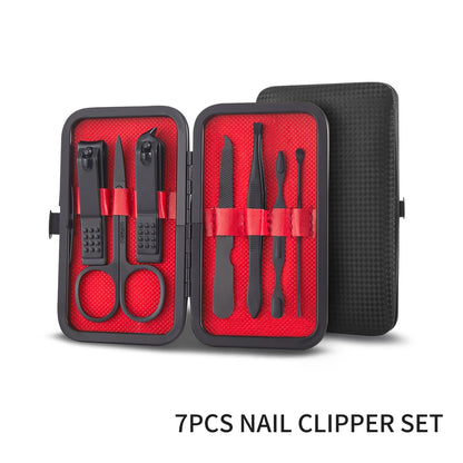 7/15/20Pcs Manicure Set Stainless Steel Professional Pedicure Kit Nail Scissors Grooming Kit with Black Leather Travel Case