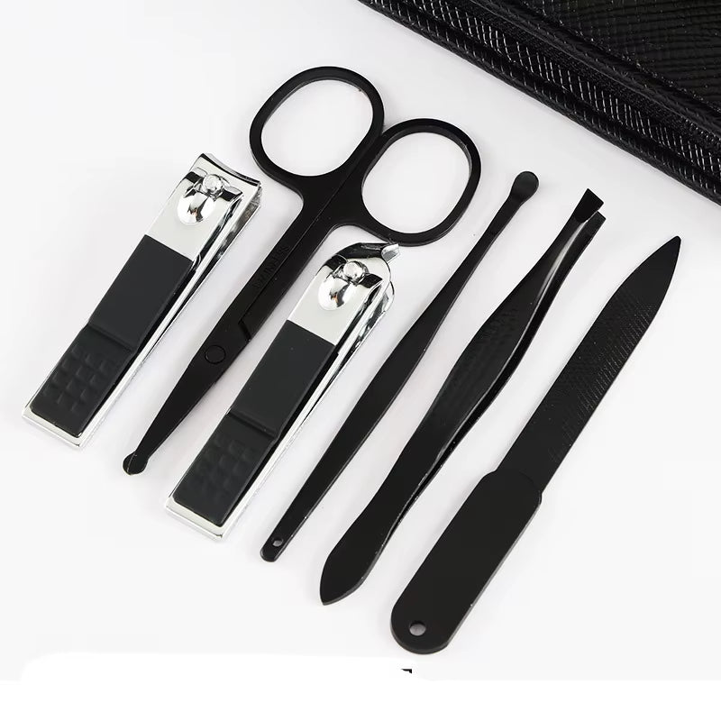 6PCS/SET Nail Clippers Set Zipper Nail Clipper Manicure File Ear Pick Eyebrow Clip Nails Scissors Nail Care Tool Kit